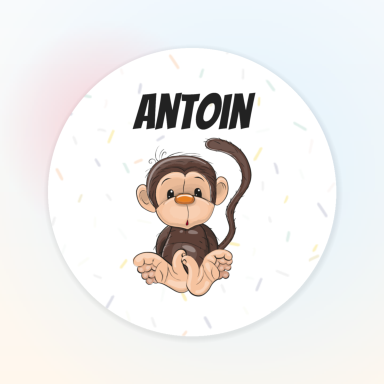Geboortesticker aapje rond